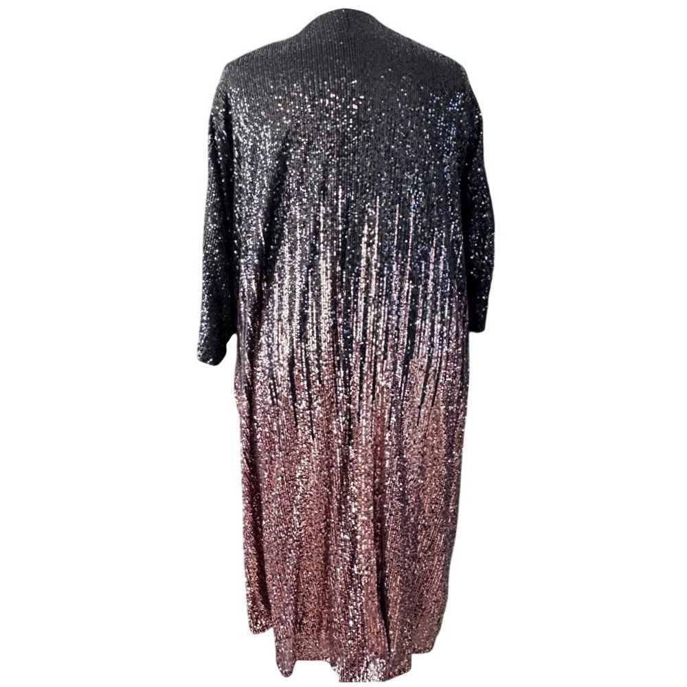 TORRID BLACK & BRONZE SEQUIN SHORT SLEEVE KIMONO - Picture 2 of 4